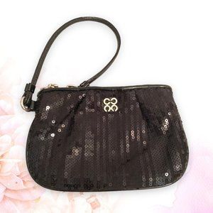 Coach Black Sequin Wristlet Mini Bag